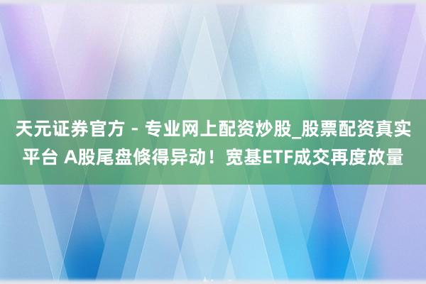 天元證券官方 - 專業(yè)網(wǎng)上配資炒股_股票配資真實平臺 A股尾盤倏得異動！寬基ETF成交再度放量