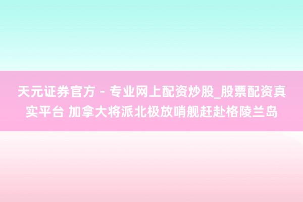 天元證券官方 - 專業(yè)網(wǎng)上配資炒股_股票配資真實平臺 加拿大將派北極放哨艦趕赴格陵蘭島